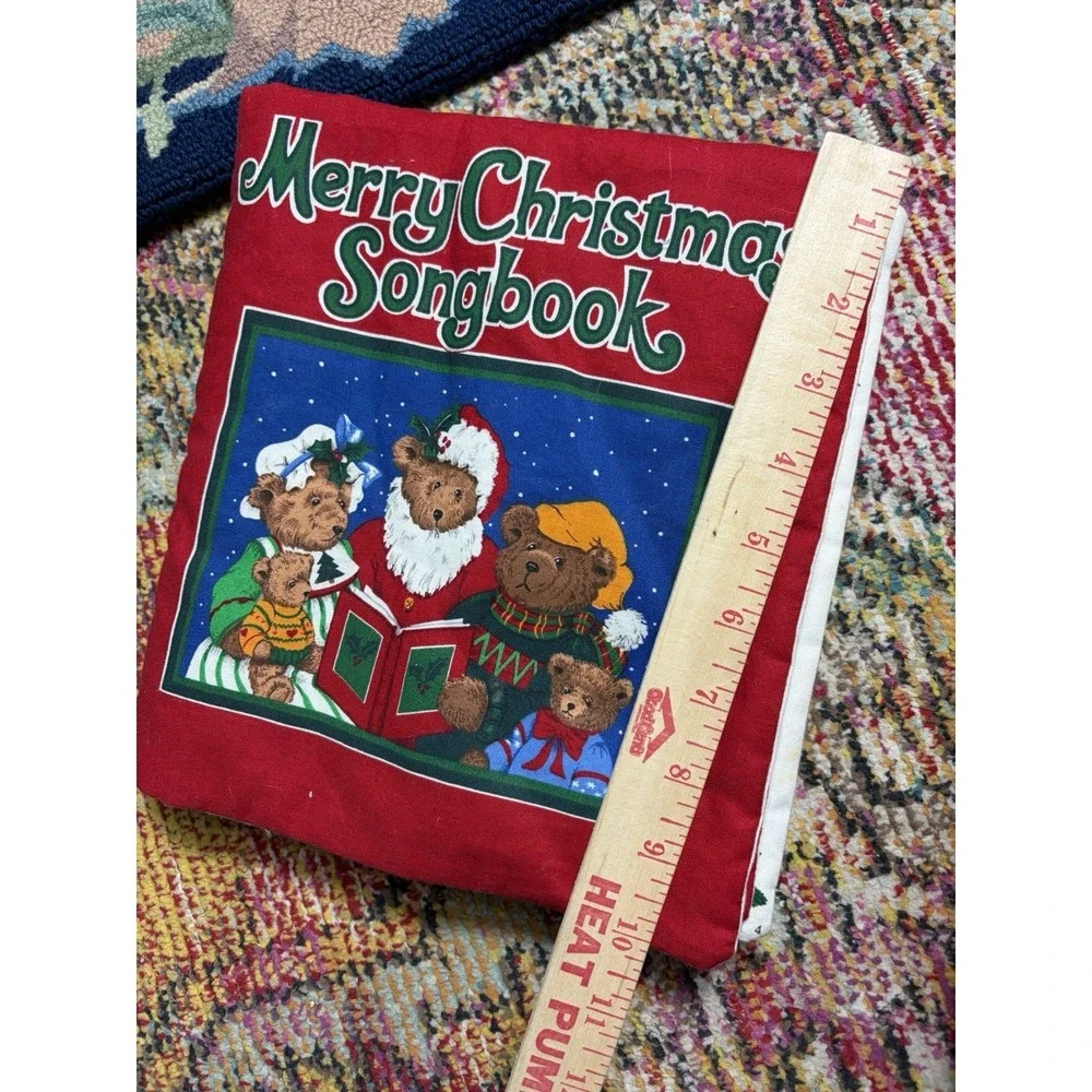 Merry Christmas song book handmade fabric panel beautiful soft durable bears